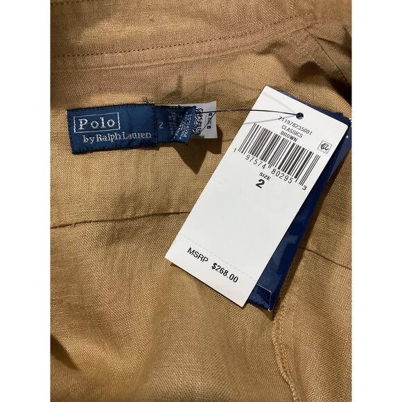 Ralph Lauren Belted Polo Tan Midi Shirtdress Size 2 NWT - Picture 4 of 6